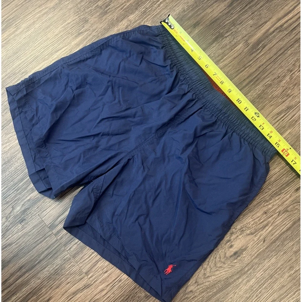 Polo Ralph Lauren Men's Large Navy Red Swim Trunks Elastic Waist Drawstring